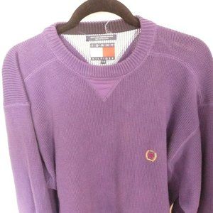vintage men's hilfiger crew neck sweater purple  L